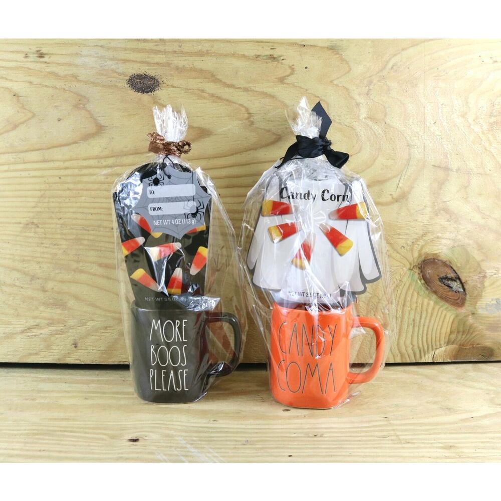 New Rae Dunn Mugs Halloween Candy Corn Black Orange More Boos, Candy Coma Cup